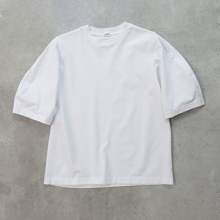 LOEFFオーガニックコットンクレセントスリーブTシャツ＜ホワイト