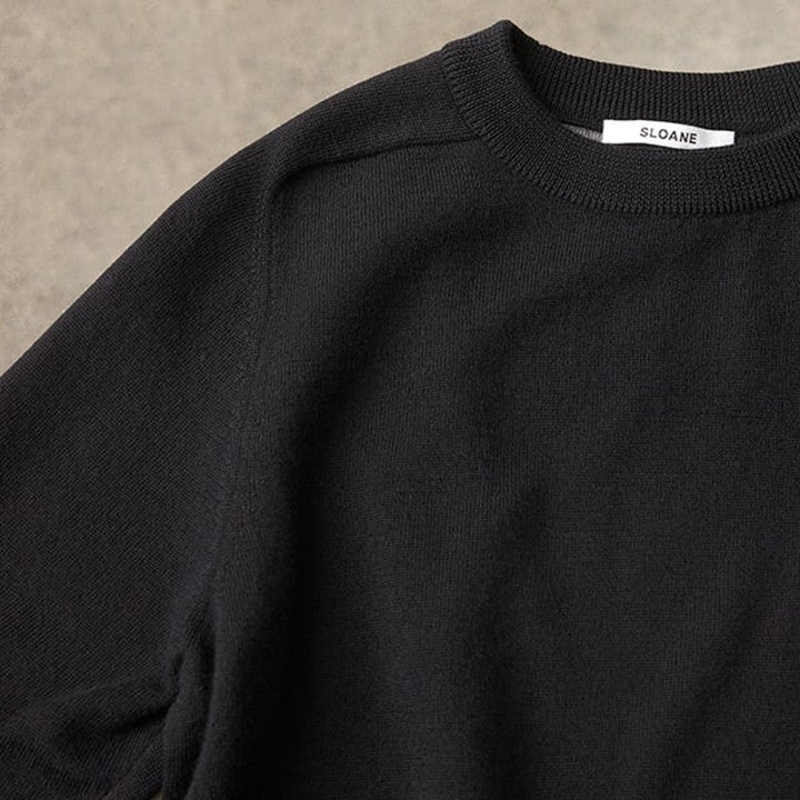 ★＜追加受注 8/27(日) 21:00～＞【スローン×ミモレ別注】ダブルフェイスニット　ブラック【期間限定】 残り1点