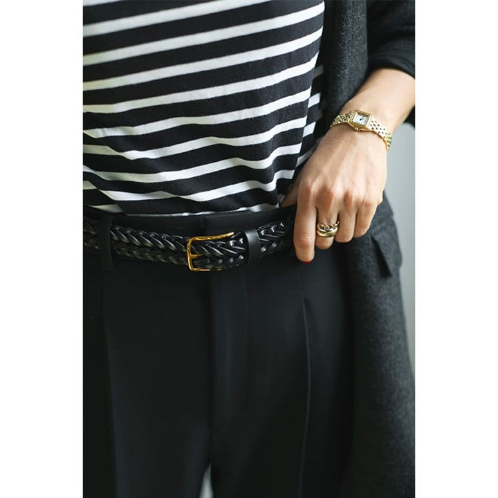 ★【ミモレ別注】マヌエラの牛革メッシュベルト〈ゴールド〉【期間限定】