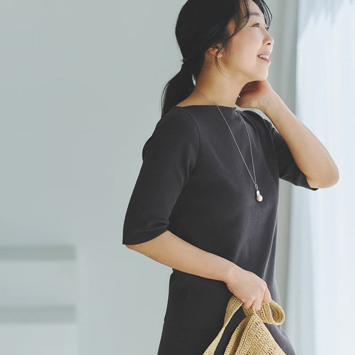 ★mi-mollet × Demi-Luxe BEAMS　シンプルボートネックニット.M【期間限定】