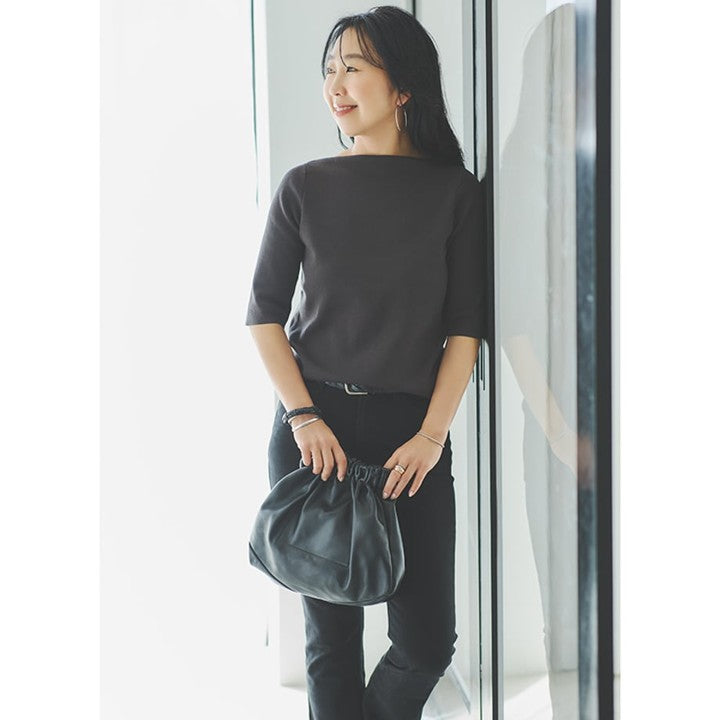 ★mi-mollet × Demi-Luxe BEAMS　シンプルボートネックニット.M【期間限定】