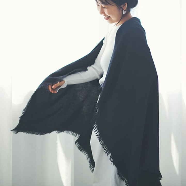 ★＜追加受注 7/23(日) 9:00～＞ミモレ別注・アソースメレのカシミヤシルク混ブラックストール【期間限定】