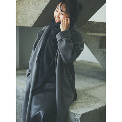 ★＜追加受注 7/23(日) 9:00～＞ミモレ別注・アソースメレのカシミヤシルク混ブラックストール【期間限定】