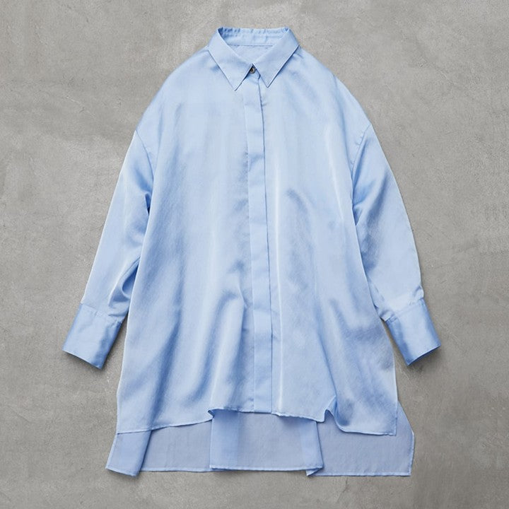 ★＜追加販売＞ミモレ別注・ル フィルのシアーシャツ＜ブルー＞【数量限定】