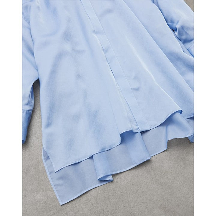 ★＜追加販売＞ミモレ別注・ル フィルのシアーシャツ＜ブルー＞【数量限定】