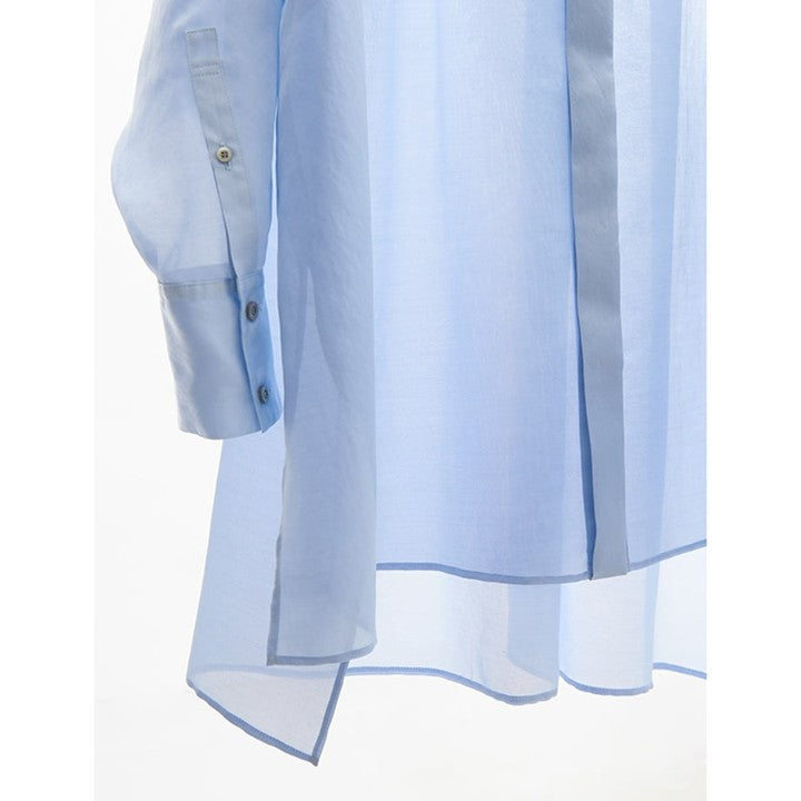 ★＜追加販売＞ミモレ別注・ル フィルのシアーシャツ＜ブルー＞【数量限定】