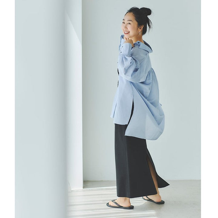 ★＜追加販売＞ミモレ別注・ル フィルのシアーシャツ＜ブルー＞【数量限定】