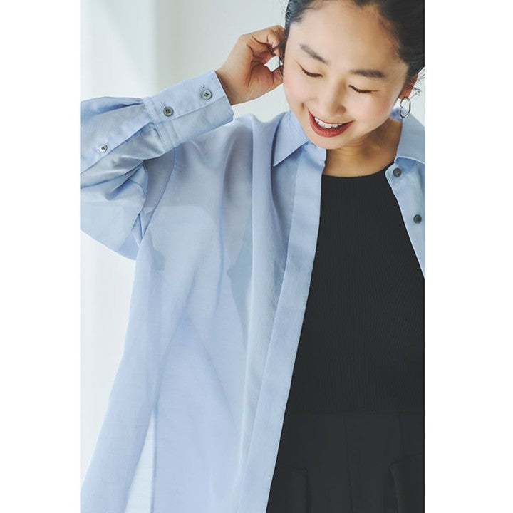 ★＜追加販売＞ミモレ別注・ル フィルのシアーシャツ＜ブルー＞【数量限定】