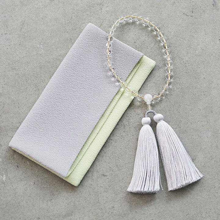 ★shuo【３点セット】クリスタル数珠・数珠袋・袱紗