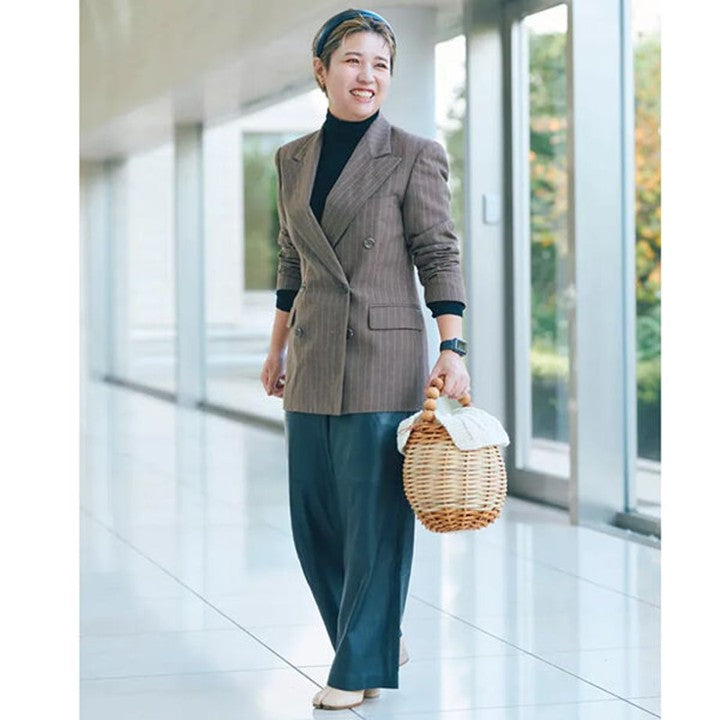 ヒツキのニットカバー付きかごバッグ