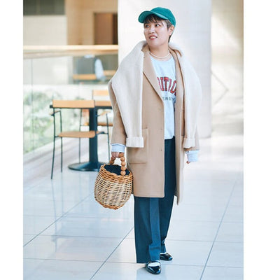 ヒツキのニットカバー付きかごバッグ