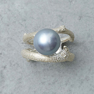 ボン マジック黒蝶バロックパールリング