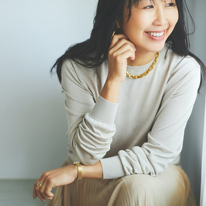 【ミモレ別注】スローン　シルククルーネックニット 〈ベージュ〉