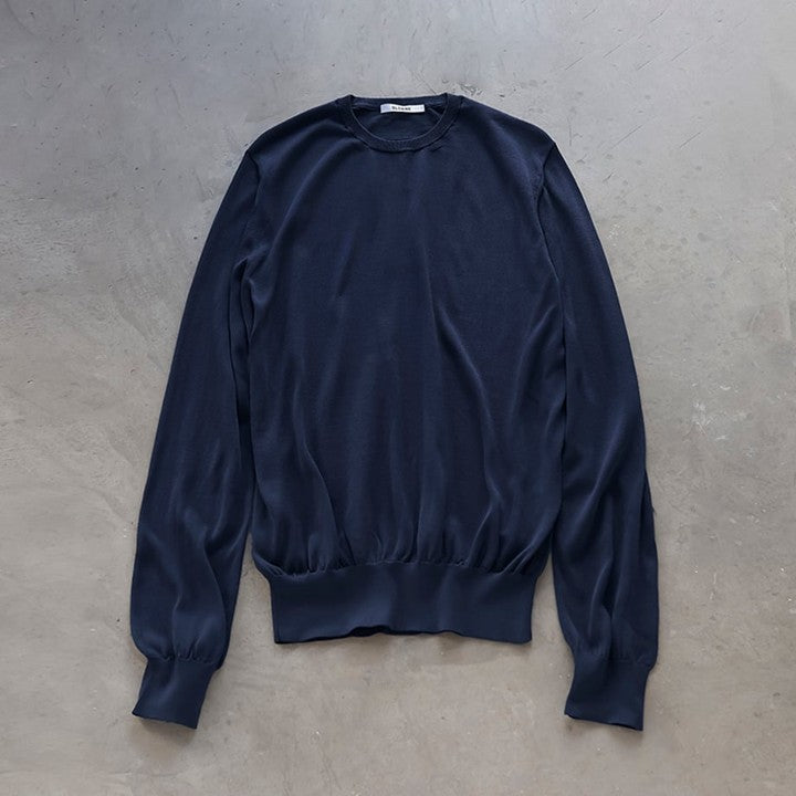 ミモレ別注】スローン シルククルーネックニット 〈ネイビー〉 – K2CSTORE