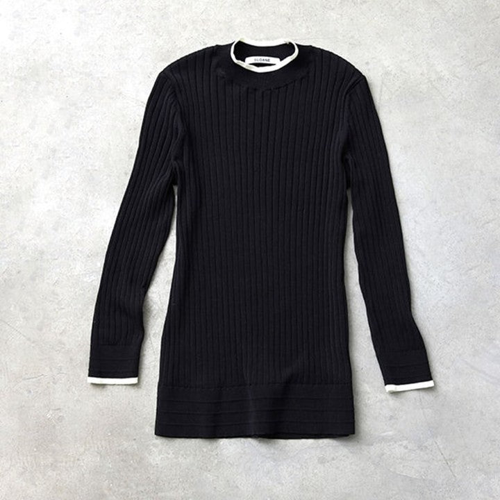 ★＜追加受注：1/31(火)12:00～＞ミモレ×スローン別注バイカラー七分袖ニット【期間限定】