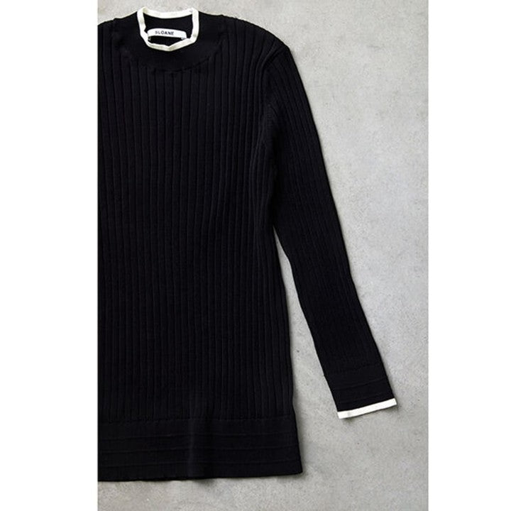 ★＜追加受注：1/31(火)12:00～＞ミモレ×スローン別注バイカラー七分袖ニット【期間限定】