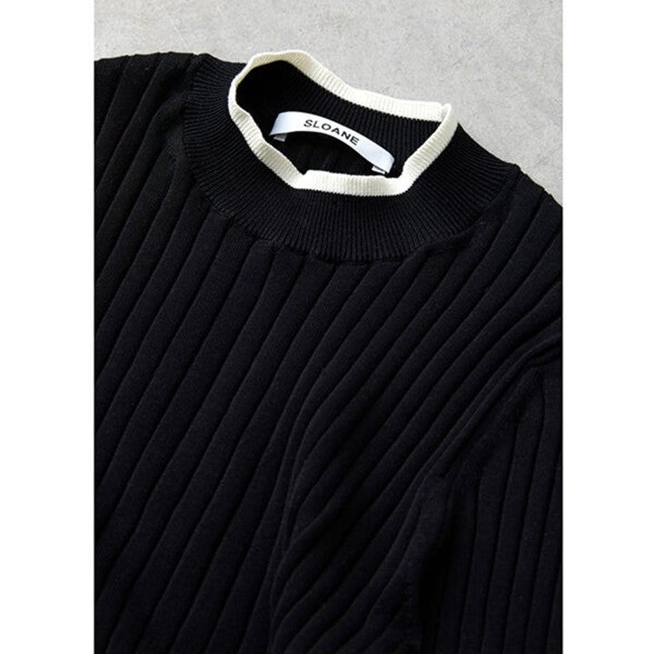 ★＜追加受注：1/31(火)12:00～＞ミモレ×スローン別注バイカラー七分袖ニット【期間限定】