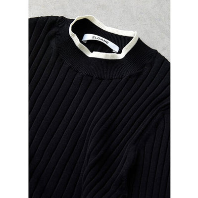 ★＜追加受注：1/31(火)12:00～＞ミモレ×スローン別注バイカラー七分袖ニット【期間限定】