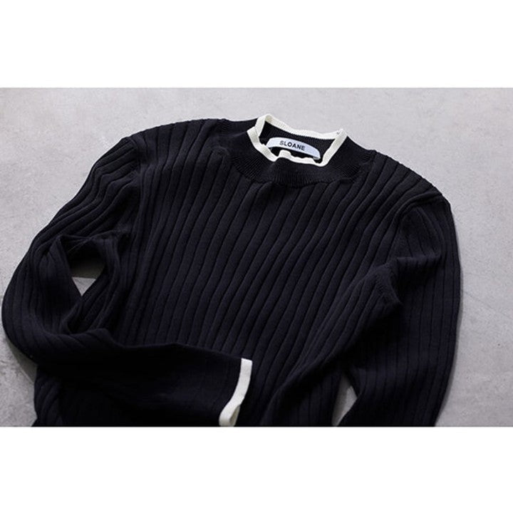 ★＜追加受注：1/31(火)12:00～＞ミモレ×スローン別注バイカラー七分袖ニット【期間限定】