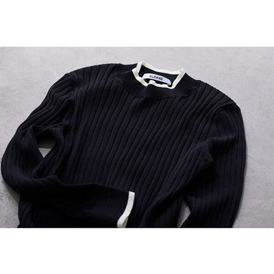 ★＜追加受注：1/31(火)12:00～＞ミモレ×スローン別注バイカラー七分袖ニット【期間限定】