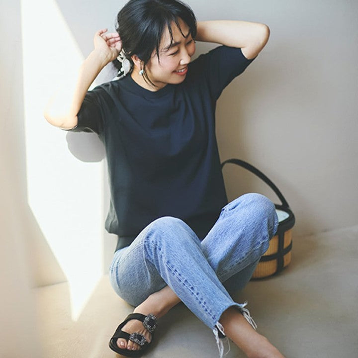 ★【ミモレ別注】スローン 半袖黒ニット【数量限定】