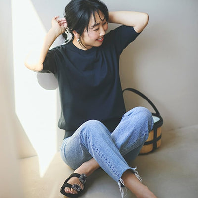 ★【ミモレ別注】スローン 半袖黒ニット【数量限定】