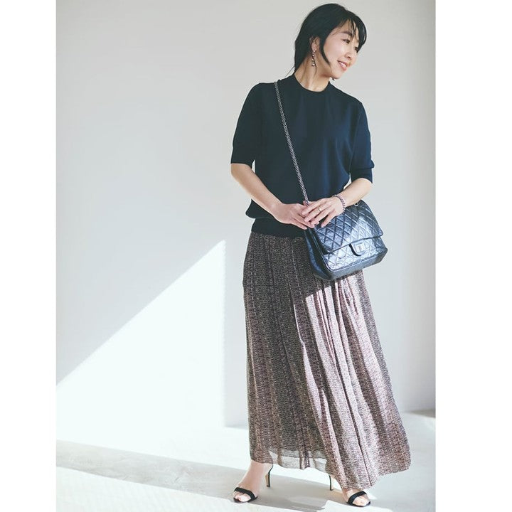 ★【ミモレ別注】スローン 半袖黒ニット【数量限定】