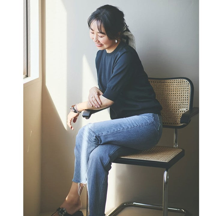 ★【ミモレ別注】スローン 半袖黒ニット【数量限定】