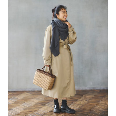 ★〈追加受注9/8まで〉【ミモレ別注】アソースメレのカシミヤシルク混ストール〈チャコールグレー〉