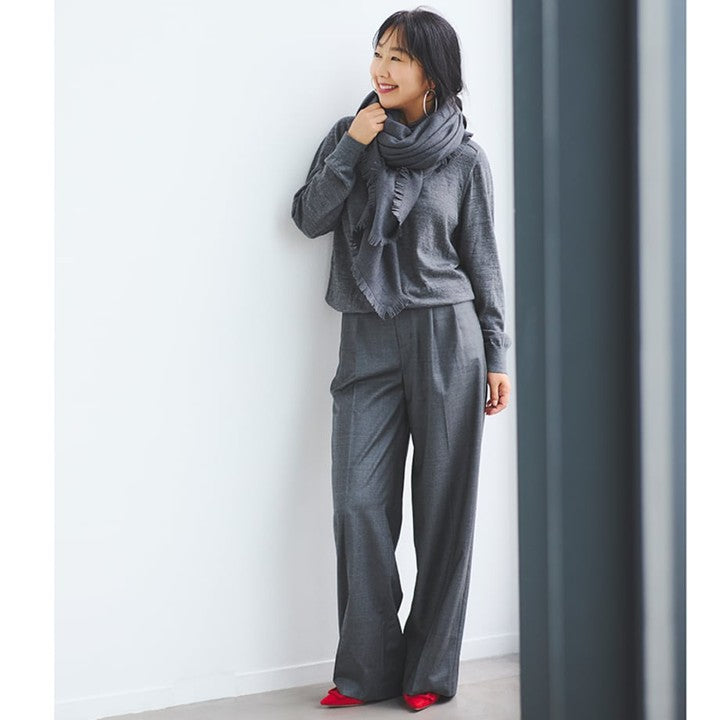 ★〈追加受注9/8まで〉【ミモレ別注】アソースメレのカシミヤシルク混ストール〈チャコールグレー〉