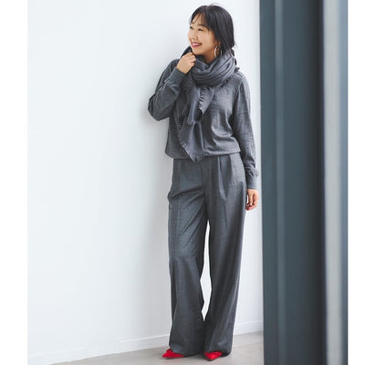 ★〈追加受注9/8まで〉【ミモレ別注】アソースメレのカシミヤシルク混ストール〈チャコールグレー〉