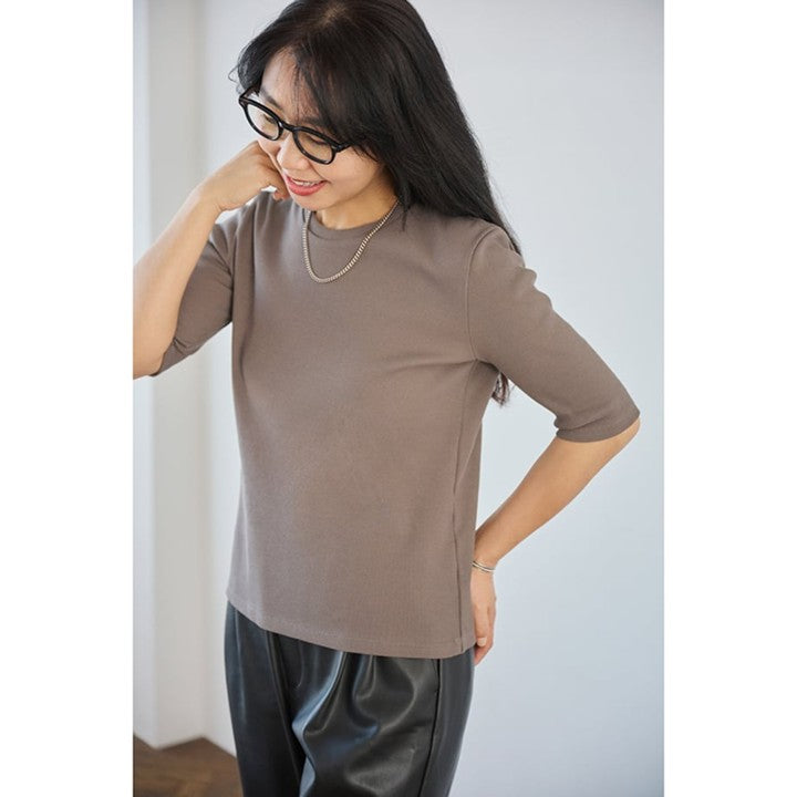 ★【ミモレ別注】スローンリブTシャツ＜モカ＞