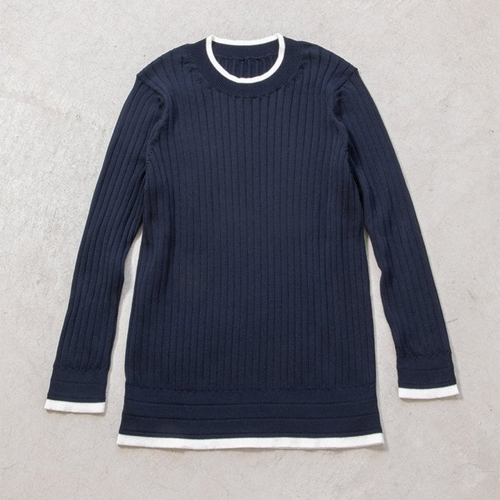 ★【ミモレ別注】スローンバイカラー七分袖リブニット【数量限定】