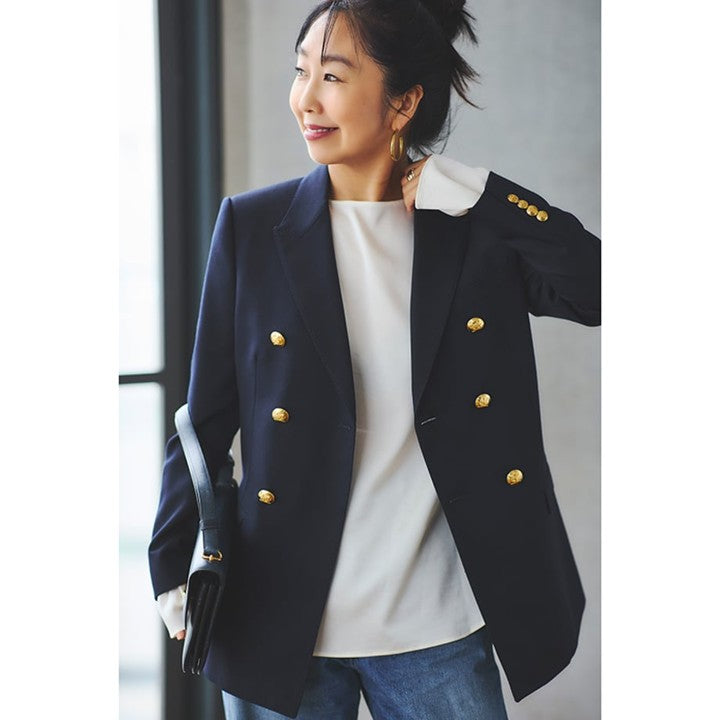 ★【ミモレ別注色】ドローイング ナンバーズのサテンボートブラウス