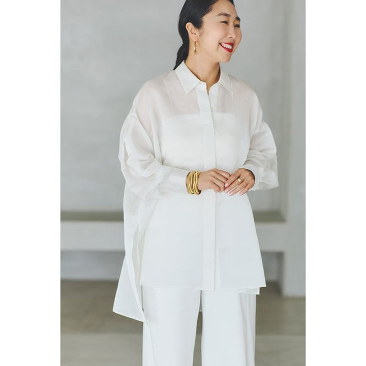 ★＜追加販売＞ミモレ別注・ル フィルのシアーシャツ＜ホワイト＞【数量限定】