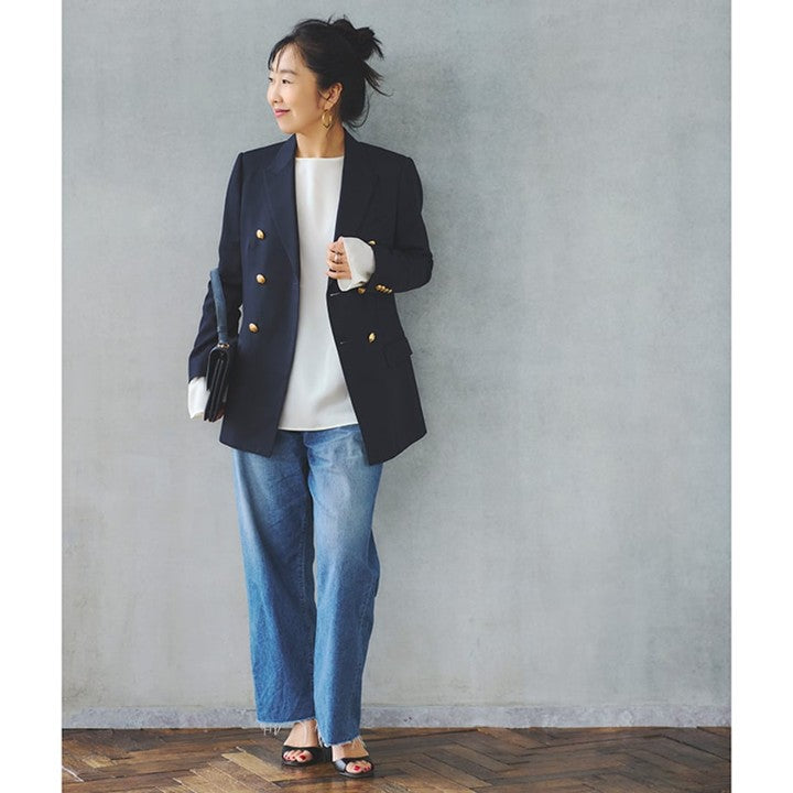 ★【ミモレ別注色】ドローイング ナンバーズのサテンボートブラウス