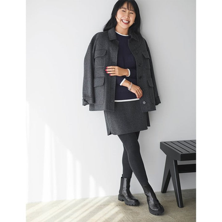 ★【ミモレ別注】スローンバイカラー七分袖リブニット【数量限定】