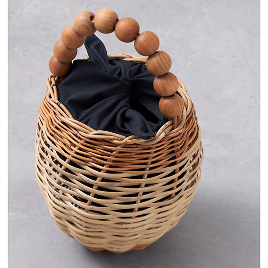 ヒツキのアンティークレース付きかごバッグ