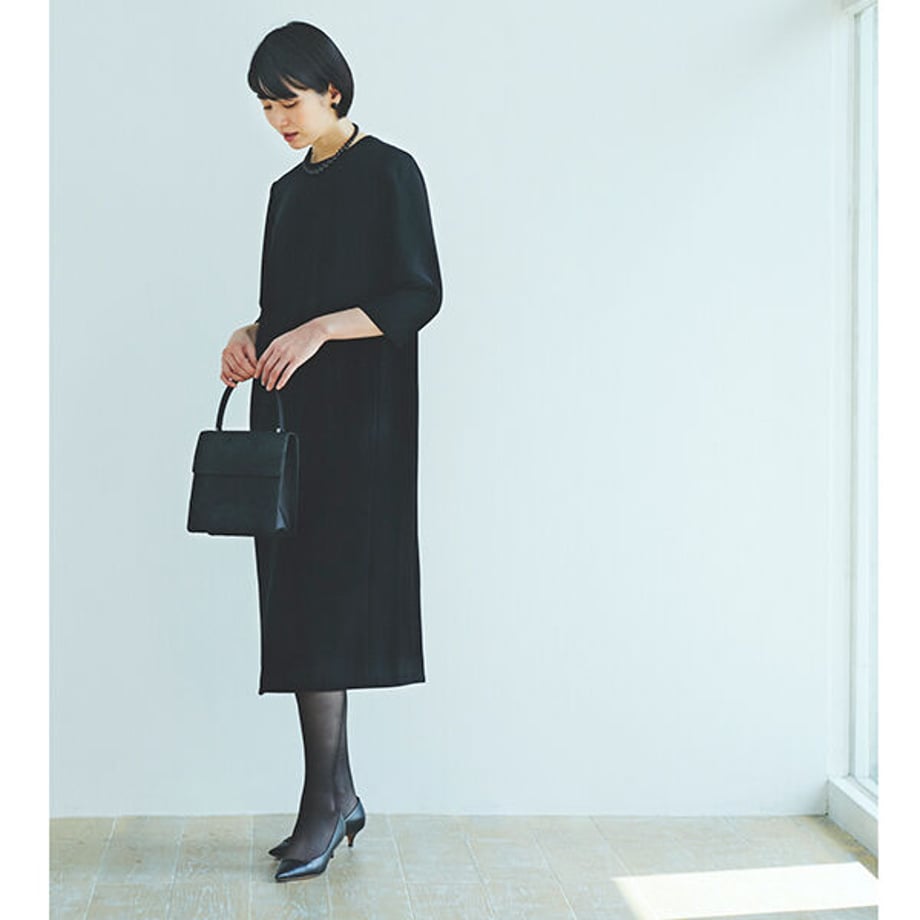 ★ミモレ×saqui ブラックフォーマルストレートワンピース【期間限定】