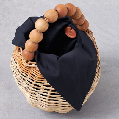 ヒツキのアンティークレース付きかごバッグ