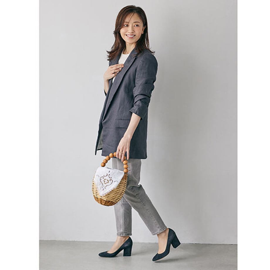 ヒツキのアンティークレース付きかごバッグ