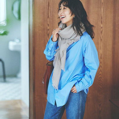 ★＜追加受注 9/5(月) 1500～＞アソースメレ×ミモレ　カシミアシルク混の別注グレージュストール【期間限定】