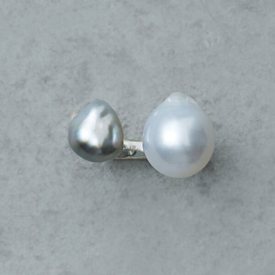 ★ボン マジック白蝶バロック×黒蝶ケシパールリング