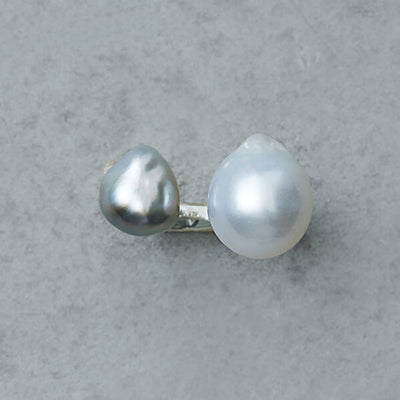 ★ボン マジック白蝶バロック×黒蝶ケシパールリング