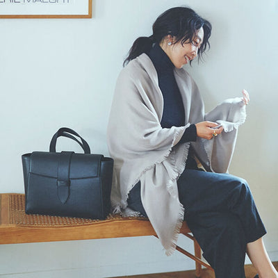 ★＜追加受注 9/5(月) 1500～＞アソースメレ×ミモレ　カシミアシルク混の別注グレージュストール【期間限定】