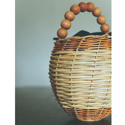 ヒツキのアンティークレース付きかごバッグ