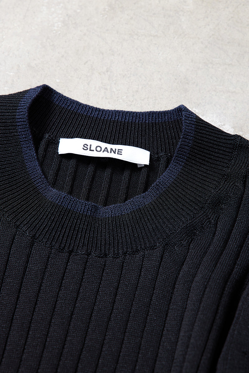 【極美品】SLOANE バイカラー七分袖リブニット ネイビー いますぐ着たい！」にお応えして再販売決定。スローンの「バイカラー